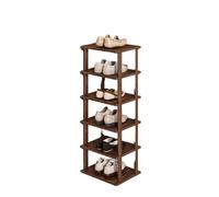 Narrow Bamboo Shoe Rack, Open Entryway, 6-Tier Multi-Level Storage for Small Spaces, Stylish Wood Shoe Shelf, Compact Design for Limited Areas (25cm)