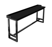 Narrow Bar Counter Height Table - 39.4" High Top Pub Dining Table with Metal Base for Small Spaces Ideal for Living Room Kitchen Coffee Shop - Black Finish