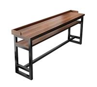 Narrow Bar Counter Height Table - Long Pub High Top Dining Table with Metal Base for Living Room Kitchen & Coffee Shop - Space-Saving Walnut Finish (39.4"x11.8"x41")