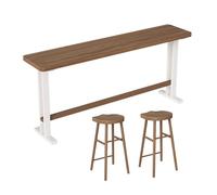 Narrow Bars Table with High-temperature Lacquer Finish, Thick Legs, Includes 2 Stools for Home, Dining Room, Bistro Use