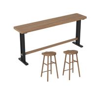 Narrow Bars Table with High-temperature Lacquer Finish, Thick Legs, Includes 2 Stools for Home, Dining Room, Bistro Use