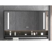 Narrow Bathroom Cabinet Wall Mounted with Smart Medicine Cabinet Defogger and Stepless Dimming Makeup Mirror Time Display