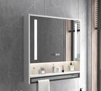 Narrow Bathroom Cabinet Wall Mounted with Smart Medicine Cabinet Defogger and Stepless Dimming Makeup Mirror Time Display
