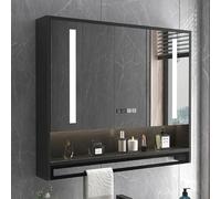 Narrow Bathroom Cabinet Wall Mounted with Smart Medicine Cabinet Defogger and Stepless Dimming Makeup Mirror Time Display