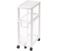 Narrow Bathroom Cabinet with 2-Tier Stackable Drawers White & Dark Brown Storage for Space-Saving Modern Design for Bathroom or Kitchen Essentials