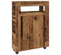 Narrow Bathroom Cabinet with Wheels Storage Cupboard Engineered Wood vidaXL