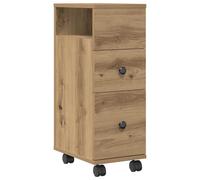 vidaXL Narrow Bathroom Cabinet & Wheels Cabinet Artisian Oak Engineered Wood