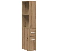 (artisian oak) vidaXL Narrow Bathroom Cupboard with Wheels Storage Cabinet Engineered Wood