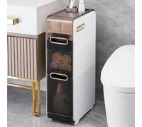 Narrow Bathroom Storage Cabinet on Wheels - 4-Tier Slim Vertical Organizer with Modern Plastic Drawers for Small Space Solutions - Stylish & Space-Saving Design