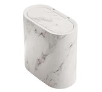 Narrow Bathroom Trash Can - Marble Lid Waste Bin | Stylish Covered Garbage Container for Small Spaces | Modern Bathroom Accessories