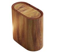 Narrow Bathroom Trash Can, Waterproof & Anti-Odor Slim Trash Can With Lid, Wood Grain Plastic Waste Basket for Kitchen, Bedroom, Office, 11x11x6in Narrow Bathroom, S