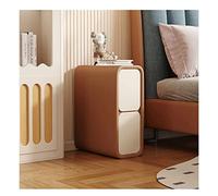 Narrow Bedside Table W/2 Drawers Microfiber Leather Nightstand Minimalist Slim Sofa Side Table For Small Spaces Bedroom Furniture Dignified Vision,Gray A-25X40X50Cm,Brown,Brown+beige-35x40x50cm