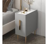 Narrow Bedside Table with 2 Drawers Modern Nightstand for Small Spaces Light Gray 25-40cm Width Compact Night Cabinet Stylish Nightstand for Bedroom Storage