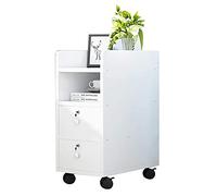 Narrow Bedside Table with Large Countertop & Lockable Drawer - Easy Install Storage Cabinet - Stylish & Functional Nightstand