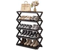 Narrow Black Bamboo Shoe Rack, Multi-Layer Storage nizer for Entryway, No Installation Needed, Foldable, Portable, Strong Load Capacity for Bedroom & Hallway (100x25x89cm)