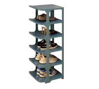 Narrow Blue Shoe Rack 6 Tier Stackable Plastic Shoe for Entryway Bathroom Living Room Balcony Tall Storage Solution (H 86cm)