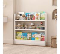 Narrow Bookcase Behind Door - Wooden Storage Cabinet for Small Spaces - Wall Shelf Toy nizer for Bedroom Living Room - White 3-Tier 60cm/23.6in