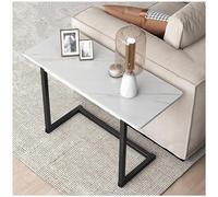 Narrow C Shaped End Table - Faux Marble Top, Steel Frame, Small Snack Table for Living Room, Bedroom, or Bedside - Versatile and Stylish Design