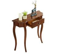 Narrow Cherry Wood Console Table with Der - Half-Moon Entryway Table for Living Room Hallway Foyer Perfect for Behind Couch - 89cm/35in Modern Design