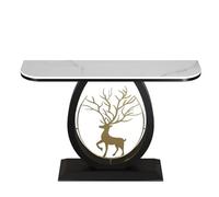 Narrow Console Table - Faux Marble Top, Space-Saving Design for Living Rooms, Entryways, Hallways