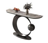 Narrow Console Table for Home Decor - Light Luxury Stone Slab & Thickened Wrought Iron Frame - Entryway Table for Hallway, Bedroom, Living Room, Foyer (Beige, 120x30x80cm)