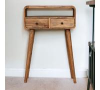 Narrow Console Table with 2 Drawers and Open Slot, Bedside Cabinet with Natural Finish Aosom UK