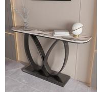 Narrow Console Table with Marble Top, Half Moon Entryway Sofa Table for Living Room Foyer Entrance