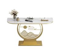 Narrow Console Table with Stone Top, Modern Half-Moon Accent for Entryway and Living Room Decor, Ideal for Foyer and Bedroom, 100cm/39.3in Length