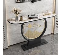 Narrow Console Table with Stone Top, Modern Half-Moon Accent for Entryway and Living Room Decor, Ideal for Foyer and Bedroom, 100cm/39.3in Length