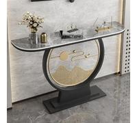 Narrow Console Table with Stone Top, Modern Half-Moon Accent for Entryway and Living Room Decor, Ideal for Foyer and Bedroom, 100cm/39.3in Length