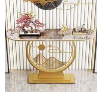 Narrow Console Table with Stone Top, Modern Half-Moon Accent for Entryway and Living Room Decor, Ideal for Foyer and Bedroom, 100cm/39.3in Length