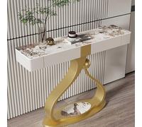 Narrow Console Table with Storage Drawers, Modern Accent Sofa Table, Teardrop-Shaped Metal Base for Entryway, Hallway or Corridor