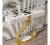 Narrow Console Table with Storage Drawers, Modern Accent Sofa Table, Teardrop-Shaped Metal Base for Entryway, Hallway or Corridor