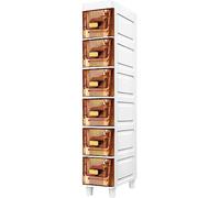 Narrow Corner Bathroom Storage Cabinet with Doors & Wheels 3-6 Tier Gray-Brown Space-Saving Unit for Small Bathrooms & Fur Spaces
