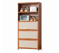 Narrow Corner Kitchen Shelf Rack Wooden Folding CountertopBreathable & Light-Block for Spices Pots & Pans (70x33x172cm)