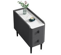 Narrow Dark Gray Side Table for Living Room 2Drawer Sofa Cabinet Stylish Storage Solution 25x80x60cm Perfect for Small Spaces & Modern Decor