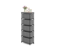 Narrow Dresser Slim Storage Tower 5-Drawer Chest With Easy Pull Handles Gymax Grey One Size