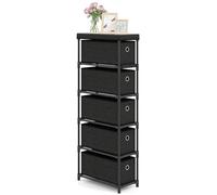 Narrow Dresser Slim Storage Tower Chest With 5 Drawers-Black Gymax Black One Size