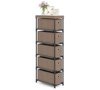 Narrow Dresser With 5 Drawers Slim Storage Tower Chest of Drawers Gymax Brown One Size