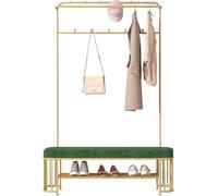 Narrow Entryway Coat Rack with Shoe Bench, Hat and Glove Storage, 3-in-1 Hall Tree Organizer for Small Space