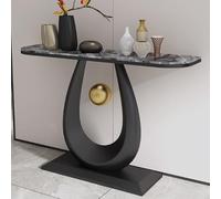 Narrow Entryway Table with Geometric Metal Base, Industrial Sofa Table for Hallway & Living Room, Accent Console Table, 80cm/31.4" Black Finish