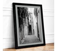 Narrow European Passage Vintage Framed Wall Art Print A1 (84.1×59.4cm) Black, Wall Decor for Living Room, Bedroom, Office & Home, Ready to Hang, Art Gift