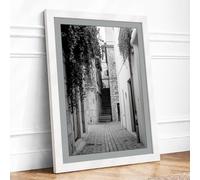 Narrow European Passage Vintage Framed Wall Art Print A2 (59.4×42cm) White, Wall Decor for Living Room, Bedroom, Office & Home, Ready to Hang, Art Gift