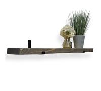 Narrow Floating Shelf, Wooden Rustic 15cm Wall Shelf with Black Brackets (Driftwood, 60cm) MKGT Grey 1 Pack