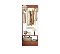 Narrow Hall Tree with Storage Solid Wood Freestanding Coat Rack & Drawer 2-in-1 Entryway nizer for Hallway Bedroom - Walnut Finish 16.5"x12.6"x62.2"