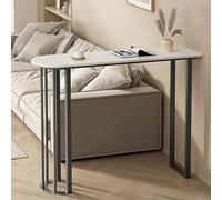 Narrow High Counter Table 47in Pub Height with Marble Top Iron e Rounded Corners Ideal for Kitchen Living Room Bistro Entryway (Grey 120cm)