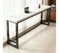 Narrow Industrial Bar Table with Sturdy Wood Top & Metal Legs - Space-Saving Design for Home, Cafe, Dining, & Living Room - Ideal for Modern Decor & Window Views