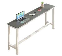 Narrow Industrial Sl ar Table, Metal Leg Breakfast & Dining Table, Non-Slip Kitchen Pub Table for Small Spaces, 100x30x100cm - Perfect for Patio & Living Room
