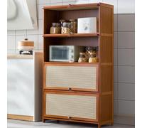 Narrow Kitchen Corner Shelf Wooden Folding Worktop Storage Rack Breathable Lightproof for Spices Pots & Pans (70 * 33 * 140cm) - Space-Saving