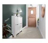 Narrow Large Shoe Storage White 4 Doors 4 Shelves